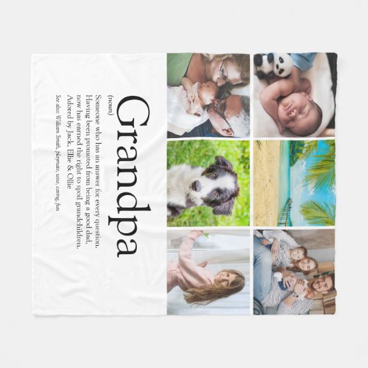 6写真最高のじいちゃんおじいちゃんパパの定義 フリースブランケット (正面(横))