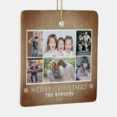 6写真素朴コラージュのクリスマスファミリー セラミックオーナメント (右)