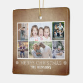 6写真素朴コラージュのクリスマスファミリー セラミックオーナメント (左)