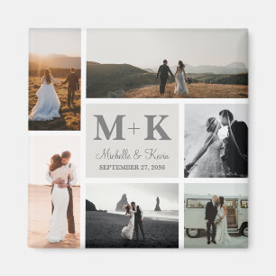 6写真結婚のコラージュ新婚Keepsake マグネット