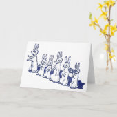 6匹のウサギは坐らせ、足を叩きます カード (黄色い花)