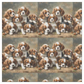 6匹のスパニエル犬の子犬が ファブリック (見本)