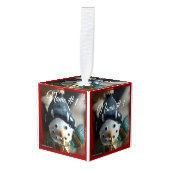 6匹の名前及び写真の立方体のオーナメントと個人化して下さい キューブオーナメント (正面アングル)