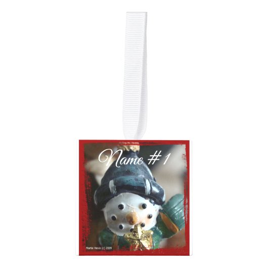 6匹の名前及び写真の立方体のオーナメントと個人化して下さい キューブオーナメント (正面)