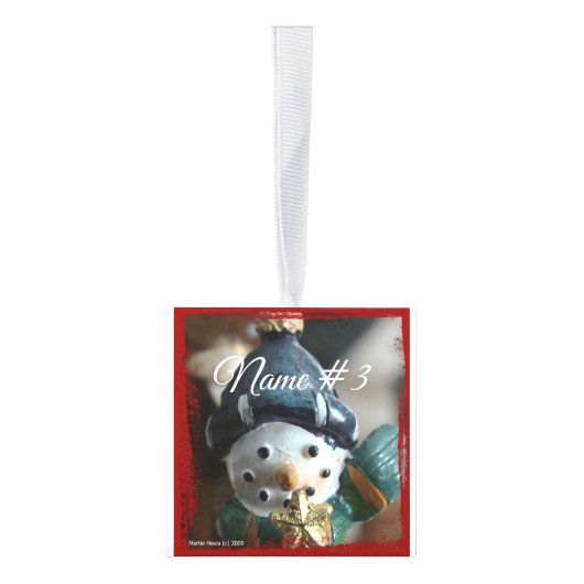 6匹の名前及び写真の立方体のオーナメントと個人化して下さい キューブオーナメント (右)