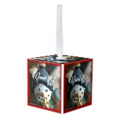 6匹の名前及び写真の立方体のオーナメントと個人化して下さい キューブオーナメント (裏面アングル)