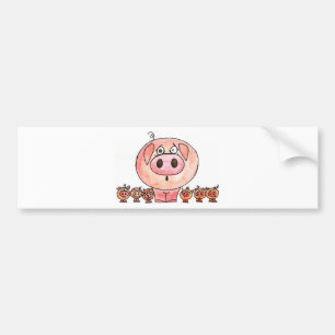 6匹の小さいブタ バンパーステッカー
