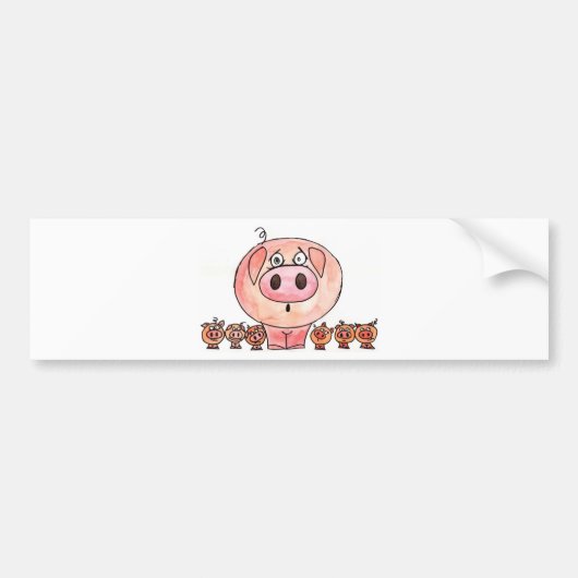 6匹の小さいブタ バンパーステッカー (正面)