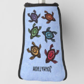 6匹の抽象芸術の黒いカメカラフルが貝殻に印を付けた ゴルフヘッドカバー (回転90)