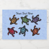 6匹の明るい抽象芸術のカラフルカメの群れ フードラベル (シングルラベル)