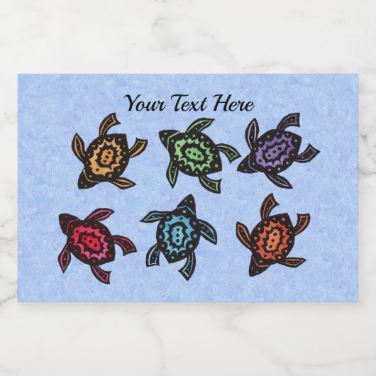 6匹の明るい抽象芸術のカラフルカメの群れ フードラベル (シングルラベル)