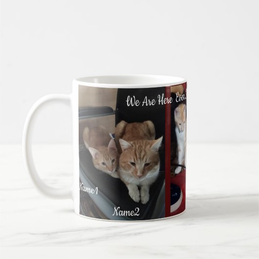 6匹の猫の写真と名前のギフト オーダーメイド コーヒーマグカップ (左)