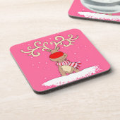 6台のコースターのクリスマストナカイのピンクセット コースター (左側)