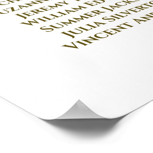 6台のシンプル金ゴールドエレガント結婚の座席表 ポスター (角)