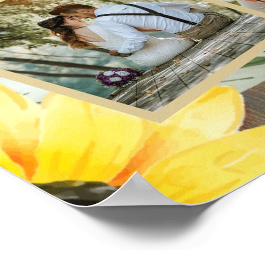 6台の木素朴のヒマワリの写真席 ポスター (角)