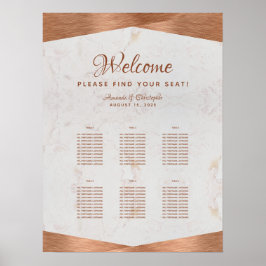 6台の結婚座席図フェイク銅大理石 ポスター