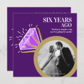 6周年結婚記念日のアメシストリングの写真 招待状 (正面/裏面)