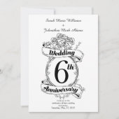 6周年結婚記念日のローズ 招待状 (正面)