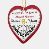 6周年記念ギフトハート型クリスマス セラミックオーナメント (左)