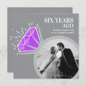 6周年記念パーティー アメシスト リング 2枚の写真 招待状 (正面/裏面)