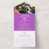 6周年記念日 アメジスト 紫 返信 写真 オールインワン招待状 (内側)