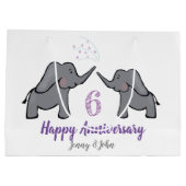6周年記念結婚かわいい象 ラージペーパーバッグ (裏面)
