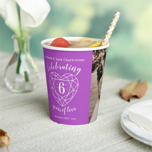 6周年記念結婚の概要ハート写真 紙コップ (インサイチュ)