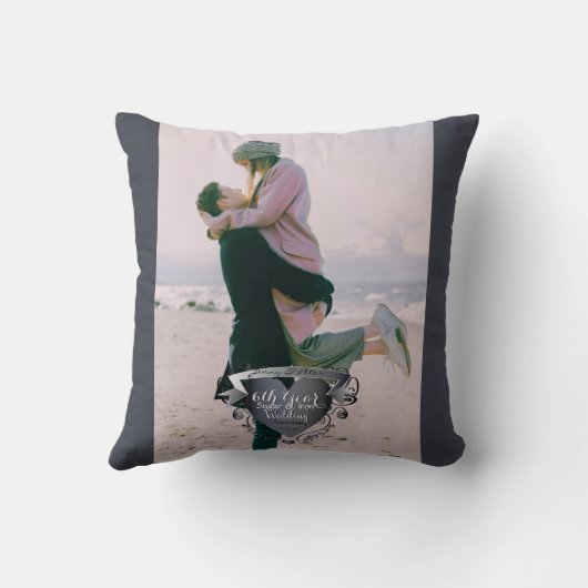 6周年記念結婚の砂糖とアイアン+写真 クッション (裏面)