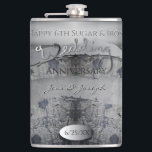 6周年記念結婚の砂糖と鉄 フラスク<br><div class="desc">6考え周年に砂糖と鉄で苦労して結婚る？このフラスコのような見すぼらしいシックな外観と手書でアピールする私のオリジナルのアートワークはどう？</div>