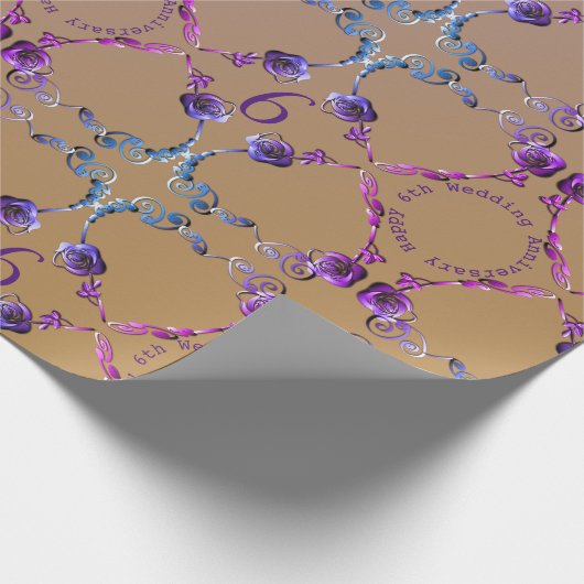 6周年記念結婚アメジストバラ ラッピングペーパー (角)