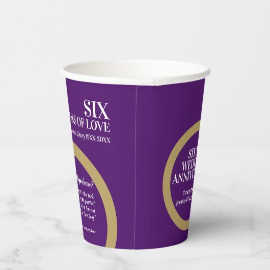6周年記念結婚アメジストリングおもしろいファクトpa 紙コップ (右)