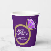 6周年記念結婚アメジストリングおもしろいファクトpa 紙コップ (正面)