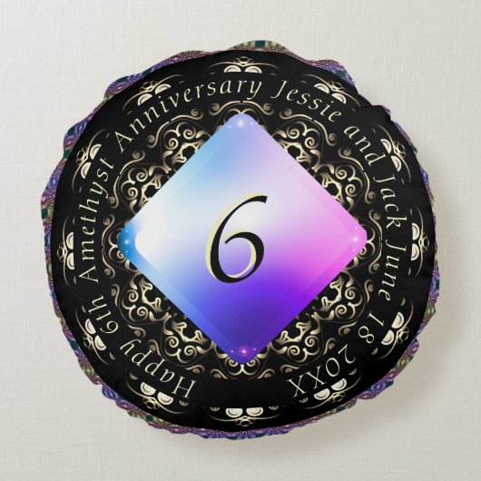 6周年記念結婚アメジスト円枕 ラウンドクッション (裏面)