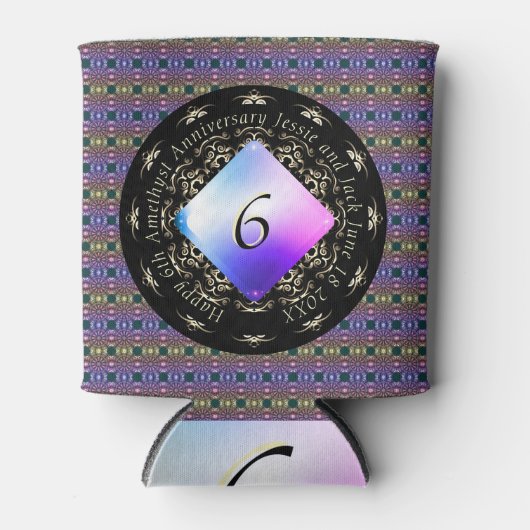 6周年記念結婚アメジスト円枕 缶クーラー (正面)