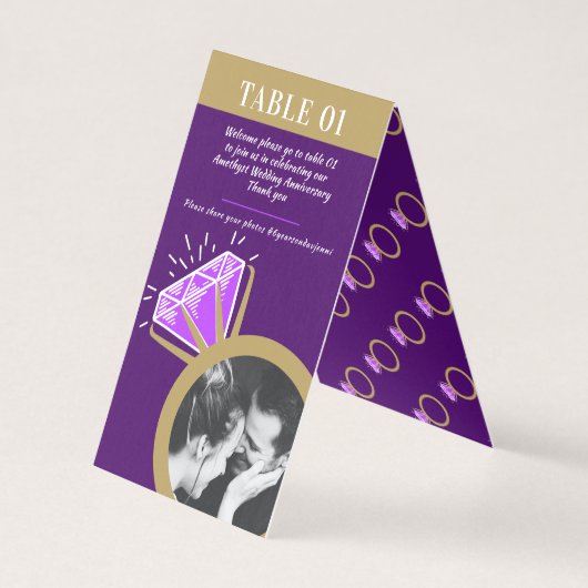 6周年記念結婚金ゴールドリングアメジスト写真 (裏面)