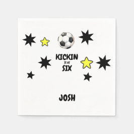 6回サッカー6回目の誕生日パーティーでキックイン スタンダードカクテルナプキン