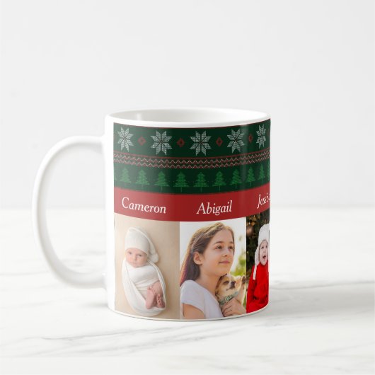 6孫フォトレッドグリーンクリスマスツリー コーヒーマグカップ (左)