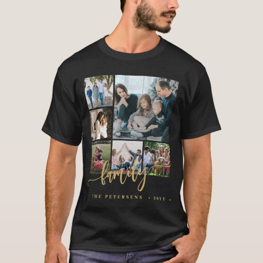 6家族カスタム写真コラージュ文字テンプレート Tシャツ (正面)
