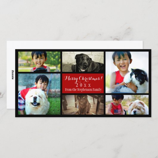6家族写真メリークリスマスフォトコラージュ シーズンカード (正面/裏面)