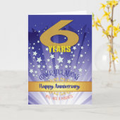 6年の回復記念日はっきりした数値 カード (黄色い花)