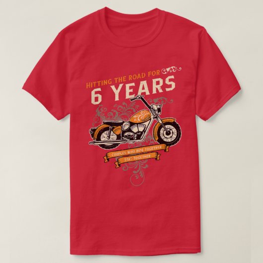 6年の道を歩むバイクもしくは自転車に乗る人6thアン結婚ズ tシャツ (デザイン正面)