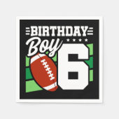 6年オールドサッカーパーティーテーマ6th誕生日ボーイ スタンダードカクテルナプキン (正面)