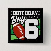 6年オールドサッカーパーティーテーマ6th誕生日ボーイ 缶バッジ (正面)
