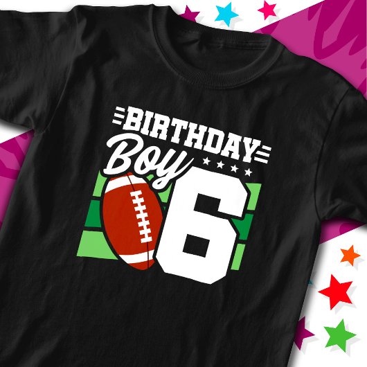 6年オールドサッカーパーティーテーマ6th誕生日ボーイ tシャツ