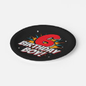 6年オールドスーパーヒーロー誕生日ボーイ6誕生日 ペーパープレート (アングル)