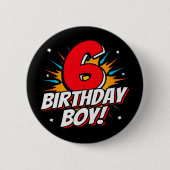 6年オールドスーパーヒーロー誕生日ボーイ6誕生日 缶バッジ (正面)