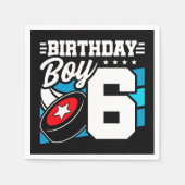 6年オールドホッケーパーティーテーマ第6誕生日ボーイ スタンダードカクテルナプキン (正面)