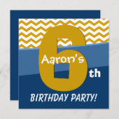 6年前の誕生日金ゴールドパターンV06E2 招待状 (正面/裏面)