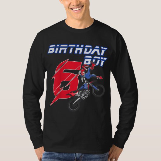 6年古いダートバイク誕生日モトクロス第6ギフト Tシャツ (正面)