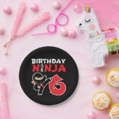 6年古空手忍者パーティーキッズ6誕生日 ペーパープレート (パーティー)
